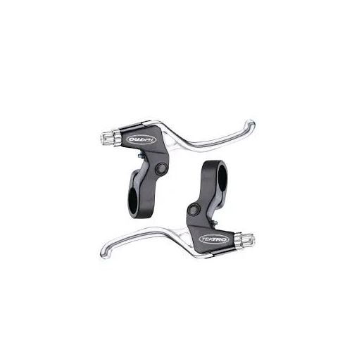 Tektro, Brake Levers, Junior, 3 finger, V-Brake & Twistgrip, Alloy, Black brkt/Silver lever, Pair (TS325A)