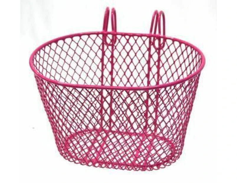 Basket, steel, Hook on, PINK for Children's bikes 255 x 175 x 160