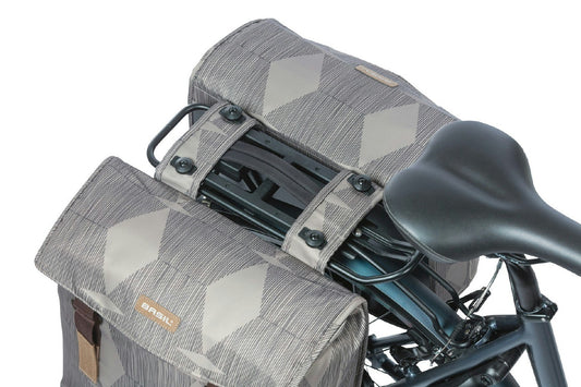 Basil elegance double pannier bag mik, 40-49l - chateau taupe