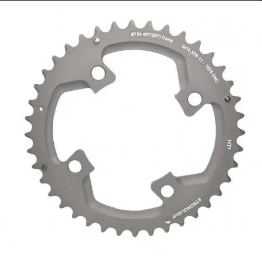 CHAINRING MTB STRONGLIGHT 39T(26).7075-T6 HT3 Gry.104 BCD .4 Hole.2x10Spd .Outer not threaded SHIM XTR FC-M980 comp.
