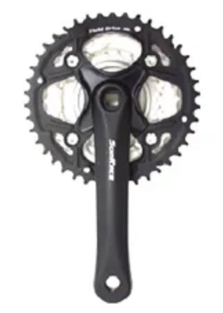 CHAINWHEEL SET 170mm x 24/34/42T, 90 deg Crank Hole. 7/8 Speed, Alloy BLACK