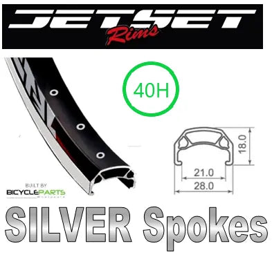 WHEEL - 700c Jetset CH-E213 40H Black Rim, 8/10 SPEED Q/R (135mm OLD) 6 Bolt Disc Sealed KK Rival Black Hub, SILVER Spokes