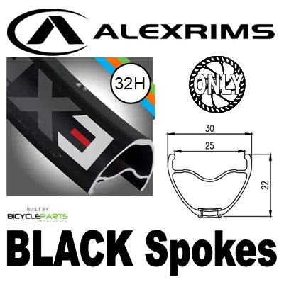 WHEEL - 29er Alex EXR25 32H S/j Black Rim, 8/11 SPEED 12mm T/A (148mm OLD) Centerlock Disc Sealed KT E-MTB Boost Black Hub, BLACK Spokes