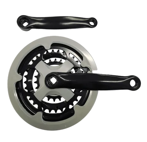 CHAINWHEEL SET 152mm x 22/32/42T MTB Diamond Taper, 26mm Offset, Black Crank, Gray Chain Guard