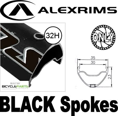 WHEEL - 27.5 / 650B Alex Supra 35 32H W/j Black Rim, FRONT 15mm T/A (110mm OLD) 6 Bolt Disc Sealed Novatec Boost Black Hub, BLACK Spokes