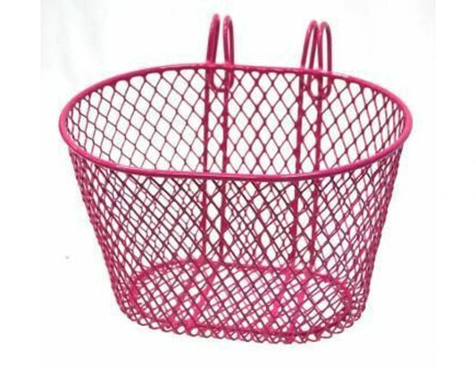 Basket, steel, Hook on, PINK for Children's bikes 255 x 175 x 160