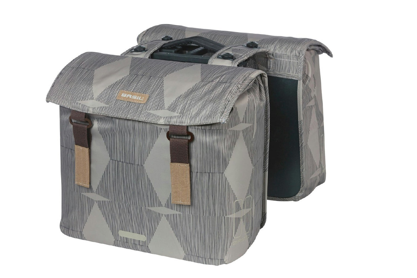 Basil elegance double pannier bag mik, 40-49l - chateau taupe
