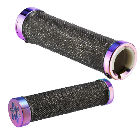 Supacaz grips diamond kush am - black & oil slick rings