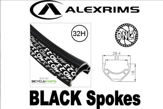 WHEEL - 27.5 / 650B Alex MD23 D/w 32H F/v Eyeletted D/s Black Rim, FRONT Q/R (100mm OLD)