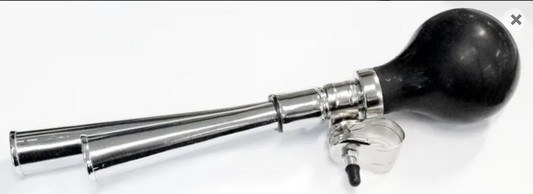 AIR HORN - Twin pipes BIKES Up!, Silver With Black Rubber Bulb
