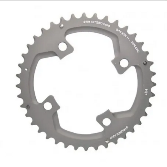 CHAINRING MTB STRONGLIGHT 39T(26).7075-T6 HT3 Gry.104 BCD .4 Hole.2x10Spd .Outer not threaded SHIM XTR FC-M980 comp.