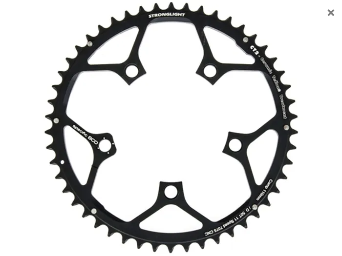 CHAINRING - ROAD "STRONGLIGHT", 50T, 7075 CNC Black CT2 CAMPAG - 110mm BCD, 5 Hole for 11 Spd