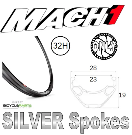 WHEEL - 27.5/650B Mach1 CROSS-R 23 32H S/j Black Rim, FRONT 12mm T/A (100mm OLD) Centerlock Disc Sealed Novatec Black Hub, SILVER Spokes