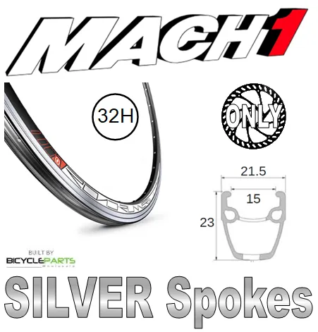 WHEEL - 700C Mach1 Road Runner 32H P/j Black Rim, 8/11 SPEED Q/R (135mm OLD) 6 Bolt Disc Sealed Novatec Black Hub, Mach 1 SILVER Spokes