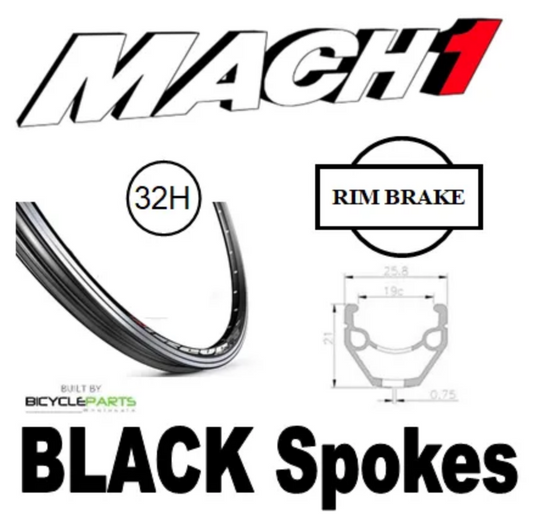 WHEEL - 26" Mach1 REVO 32H P/j Black Rim, 7 SPEED Q/R (130mm OLD) Loose Ball Joytech Black Hub, Mach 1 BLACK Spokes