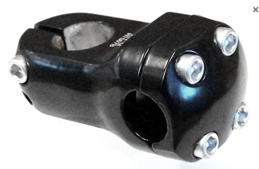 Ahead Stem for BMX - 50mm Ext, 0 Degree, 25.4mm Dia., 22.2mm BB, Black
