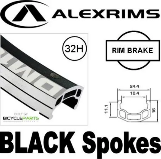 WHEEL - 26" Alex DM18 D/w 32H A/v Eyeletted M/e Black Rim