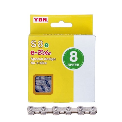 YABAN Chain - 8 Speed E-BIKE - 1/2 X 3/32 - Pin Length 7.3mm Silver/Silver 136L