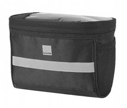 SAHOO Handlebar bag , 3.5L vol, L20/W12/H15cm, velcro attach, Black - reflective strip