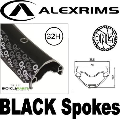 WHEEL - 27.5 / 650B Alex MD30 32H Black Rim, 8/11 SPEED 12mm T/A (148mm OLD) Centerlock Disc Sealed KT BOOST Black Hub, Mach 1 BLACK Spokes
