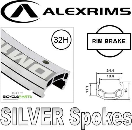 WHEEL 700c Alex DM18 D/W 32H A/v Eyeletted M/e Rim, Q/R (100mm OLD) Loose Ball ,KK Rival Hub