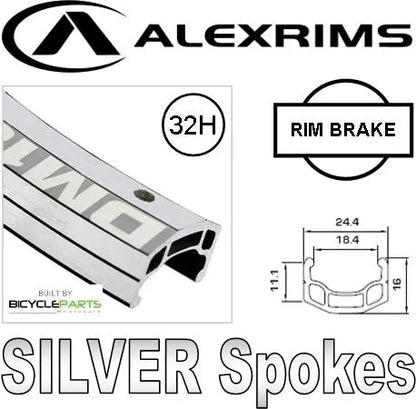 WHEEL 700c Alex DM18 D/W 32H A/v Eyeletted M/e Rim, Q/R (100mm OLD) Loose Ball ,KK Rival Hub