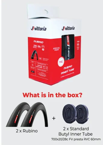 Vittoria Tyre Rubino Twin Pack V G2 28mm+2x60mmTube
